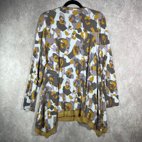 LOGO Lori Goldstein Cardigan Sweater Womens Small Yellow Purple Button Front - Picture 4 of 8